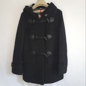 Burberry Brit Wool Duffle Coat with Hood; Black; US 4